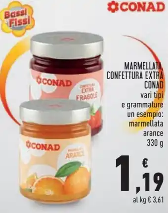 Conad City Conad Marmellata Confettura Extra vari tipi 330 g offerta