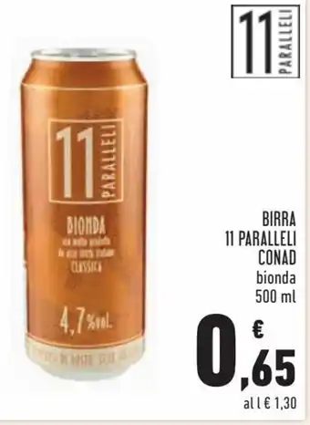 Conad City 11 Paralleli Birra Conad bionda 500 ml offerta