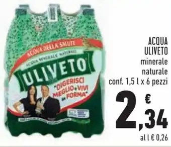 Conad City Uliveto Acqua Minerale Naturale 1,5 l x 6 pezzi offerta