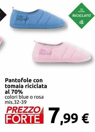 Carrefour Iper Pantofole con tomaia riciclata al 70% offerta