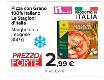Carrefour Market Pizza con grano 100 % italiano le stagioni d'italia 350 g offerta