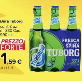 Carrefour Market Birra tuborg conf 3 pz 330 ml cad. 990 ml offerta