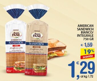Qui Discount American Sandwich Bianco/Integrale 750 gr offerta