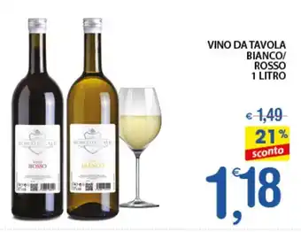 Qui Discount Vino da Tavola Bianco/Rosso 1 litro offerta