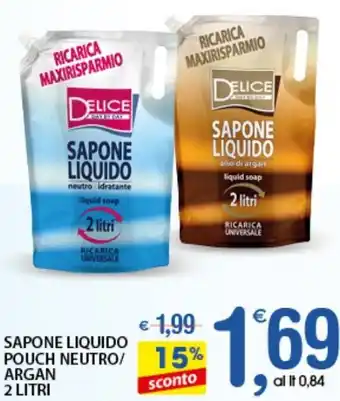 Qui Discount Sapone Liquido Pouch Neutro Argan 2 litri offerta