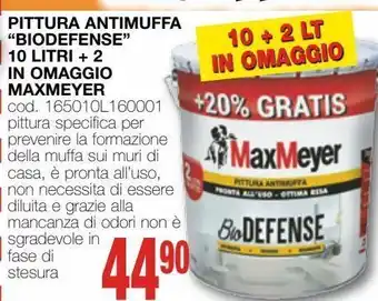 Mondo Brico Pittura antimuffa "biodefense" 10 litri + 2 in omaggio maxmeyer offerta