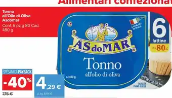 Tonno in olio d'oliva asdomar 480 g