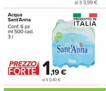 Carrefour Market Acqua sant'anna conf 6 pz ml 500 cad. 3 l offerta