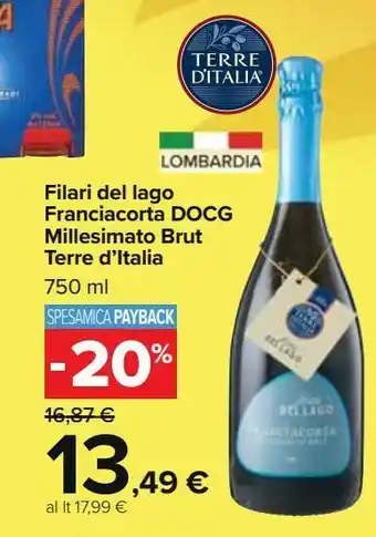Carrefour Market Filari del lago franciacorta docg millesimato brut terre d''italia 750 ml offerta