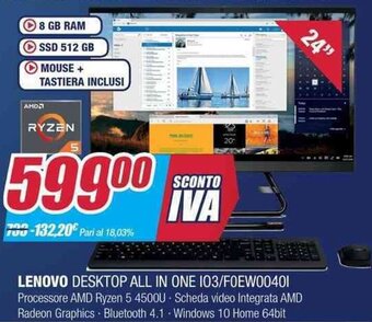 Trony Lenovo Desktop All in Once IO3/F0EW0040I offerta