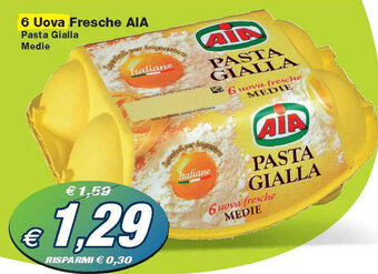 Prix Quality AIA 6 Uova Fresche Pasta Gialla Medie offerta
