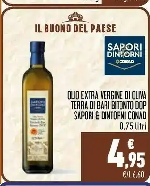 Conad Sapori Conad Olio Extra Vergine Di Oliva Terra Di Bari Bitonto Dop &dintorni offerta