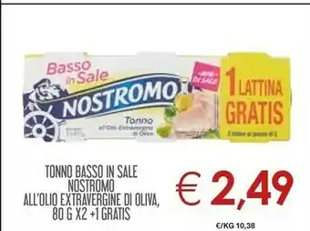 Conad Nostromo Tonno Basso In Sale All'olio Extra Vergine Di Oliva 240 G offerta