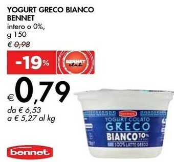 Bennet Bennet Yogurt Greco Bianco offerta