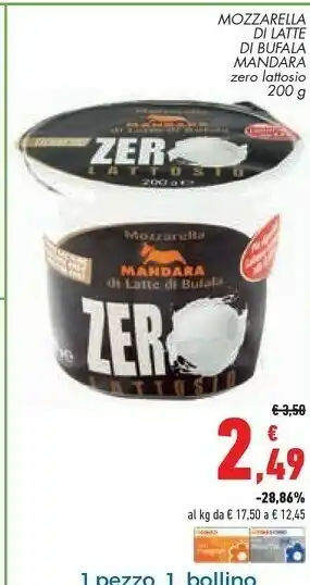 Conad City Mandara Mozzarella Di Latte Di Bufala Zero Lattosio 200 G(ml) offerta