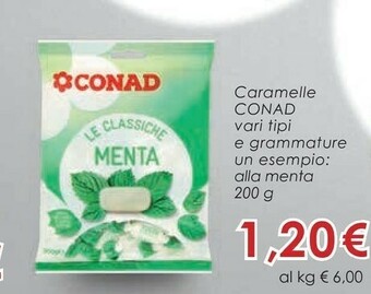 Conad Conad - Caramelle Alla Menta 200 G(ml) offerta