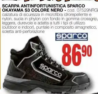 Mondo Brico Scarpa antinfortunistica sparco okayama s3 colore nero offerta