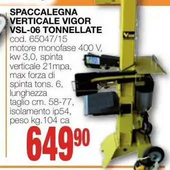 Mondo Brico Spaccalegna verticale vigor vsl-06 tonnellate offerta