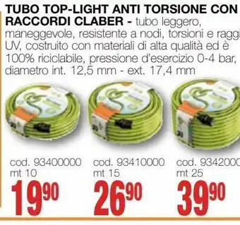 Mondo Brico Tubo top-light anti torsione con raccordi claber offerta
