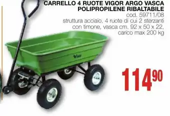 Mondo Brico Carrello 4 ruote vigor argo vasca polipropilene ribaltabile offerta