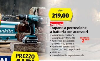 ALDI Trapano a percussione a batteria con accessori offerta