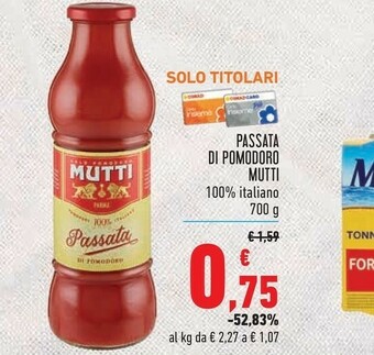 Conad Mutti Passata Di Pomodoro 700 G(ml) offerta