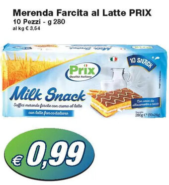 Prix Quality Prix Merenda Farcita al Latte 10 Pezzi g 280 offerta