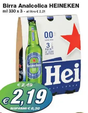 Prix Quality Heineken Birra Analcolica ml 330 x 3 offerta