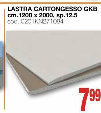 Mondo Brico Lastra cartongesso gkb cm. 1200 x 2000, sp. 12.5 offerta