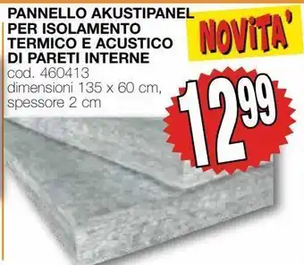 Pannello akustipanel per isolamento termico e acustico di pareti interne