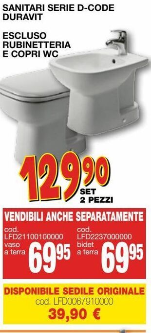 Mondo Brico Sanitari serie d-code duravit / escluso rubinetteria e copri wc offerta