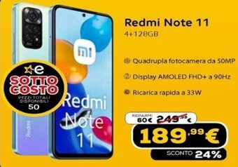 Euronics Xiaomi Redmi Note 11 4+128GB offerta