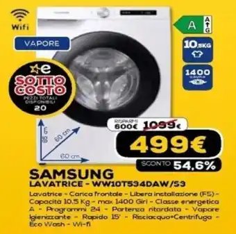 Euronics Samsung Lavatrice - WW10T594DAW/S3 offerta