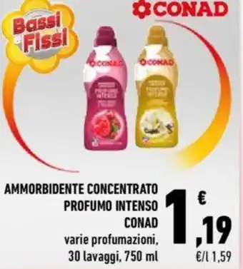 Conad Conad Ammorbidente Concentrato Profumo Intenso Varie Profumazioni, 30 Lavaggi, 750 ml offerta