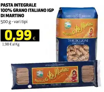 Coop Di Martino Pasta Integrale 100% Grano Italiano IGP 500 g - Vari Tipi offerta