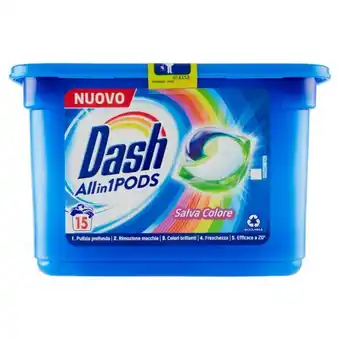 Bernava Dash pods allin1 detersivo lavatrice in capsule salva colore 15 lavaggi offerta
