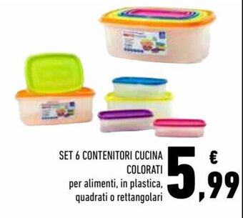 Conad Superstore Set 6 Contenitori Cucina Colorati offerta