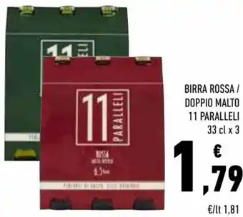 Conad Superstore 11 Paralleli Birra Rossa/Doppio Malto 33 cl x 3 offerta