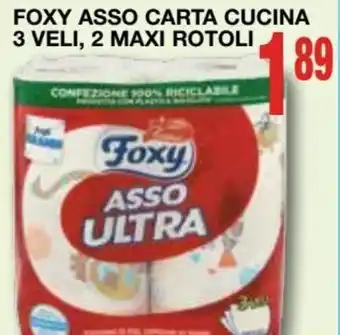 Foxy Asso Carta Cucina 3 veli, 2 maxi rotoli