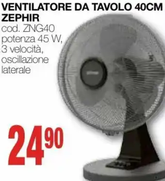 Mondo Brico Zephir Ventilatore da Tavolo 40cm offerta