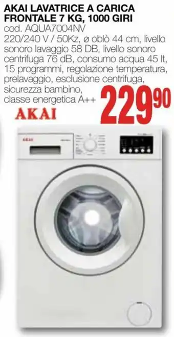 Mondo Brico Akai Lavatrice a carica Frontale 7 kg, 1000 Giri offerta