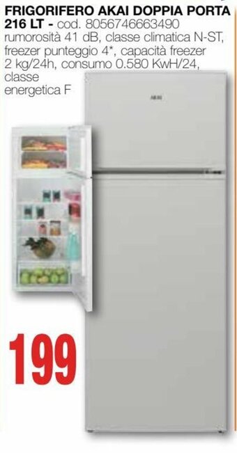 Mondo Brico Frigorifero Akai Doppia Porta 216 lt. offerta
