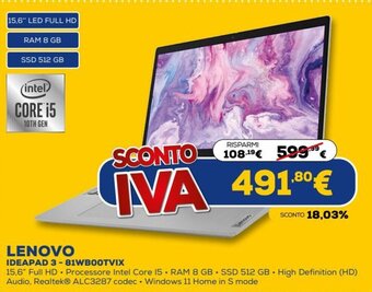 Euronics Lenovo Ideapad 3 - 81WBOOTVIX offerta
