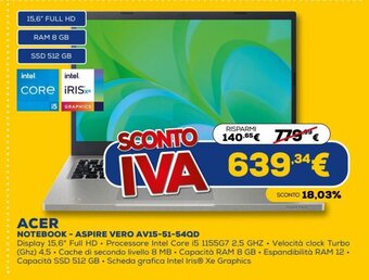 Acer Notebook-Aspire Vero AV15-51-54QD