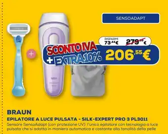Euronics Braun Epilatore A Luce Pulsata- Silk - Expert Pro 3 PL 3011 offerta
