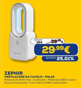 Euronics Zephir Ventilatore Da Tavolo - PGL23 offerta