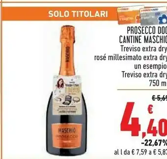 Conad Cantinè Maschio Prosecco Doc 750 Ml offerta