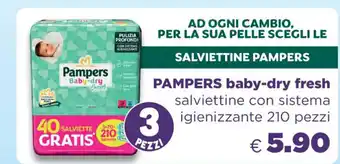 Acqua & Sapone Pampers baby-dry fresh salviettine con sistema igienizzante 210 pezzi offerta