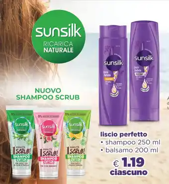Acqua & Sapone Sunsilk liscio perfetto shampoo 250 ml - balsamo 200 ml offerta