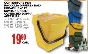 Mondo Brico Contenitore per raccolta differenziata urbaplus 40 lt, sovrapponibili coperchio doppia apertura offerta